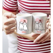 BK Gift Kişiye Özel Sevgililer Günü Sevimli Çiftler Tasarımlı Ikili Kupa Bardak-7