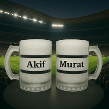 Bk Gift Kişiye Özel Siyah Beyaz Taraftar Isimli 2’li Cam Bira Bardağı 50CL-1 , Taraftar Hediyesi, Arkadaş Hediye
