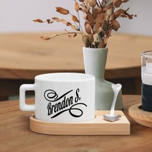Bk Gift Kişiye Özel Isimli Ahşap Altlıklı Seramik Fincan-3 , Meslek Hediyesi, Yeni Iş Hediyesi