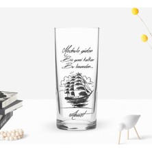 BK Gift Kişiye Özel Renkli Baskılı Meçhule Giden Bir Gemi Tasarımlı Rakı Bardağı-1