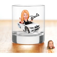 BK Gift Kişiye Özel Renkli Baskılı Kadın Patron Karikatürlü Viski Bardağı-3