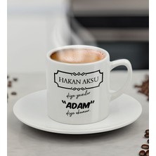 Bk Gift Kişiye Özel Adam Diye Okunur Tasarımlı Türk Kahvesi Fincanı, Arkadaşa Hediye, Sevgiliye Hediye