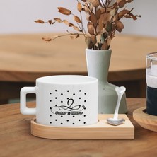 Bk Gift Kişiye Özel Isimli Ahşap Altlıklı Seramik Fincan-2 , Meslek Hediyesi, Yeni Iş Hediyesi