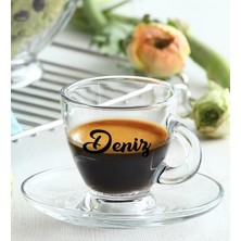 Bk Gift Kişiye Özel Isimli Dtf Cam Espresso Fincanı, Sevgiliye Hediye, Arkadaşa Hediye, Doğum  Günü Hediyesi