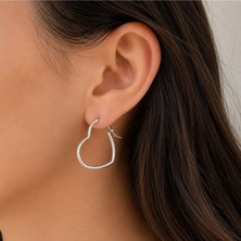 Nisma Accessories Nisma Gümüş Kalpli Halka Küpe