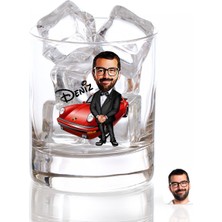 BK Gift Kişiye Özel Renkli Baskılı Erkek Patron Karikatürlü Viski Bardağı-1