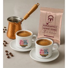 Bk Gift Karıcım-Kocacım Tasarımlı 2'li Türk Kahvesi Fincanı & Bakır Cezve & Türk Kahvesi Seti-4, Arkadaş Hediye, Sevgiliye Hediye
