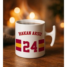 Bk Gift Kişiye Özel Isimli Sarı Kırmızı Taraftar Tasarımlı Hammer Kulplu Beyaz Kupa Bardak-7, Arkadaşa Hediye, Sevgiliye Hediye, Taraftar Hediyesi
