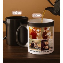 Bk Gift Kişiye Özel 4 Fotoğraflı Kolaj Tasarımlı ve Mesaj Yazılabilir Sihirli Kupa Bardak, Arkadaşa Hediye, Sevgiliye Hediye