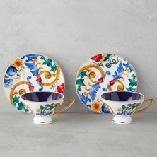 Bk Gift Willow New Bone China 4 Parça 2 Kişilik Kahve Fincan Takımı 90 ml Renkli – Şık ve Zarif Fincan Seti