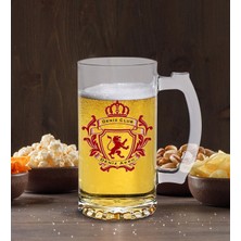 Bk Gift Kişiye Özel Kral Aslanlar Tasarımlı Cam Bira Bardağı 50CL-1 , Babaya Hediye , Babalar Günü Hediyesi, Arkadaşa Hediye