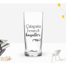 BK Gift Kişiye Özel Renkli Baskılı Çatapata Benzedi Hayaller Tasarımlı Rakı Bardağı-1