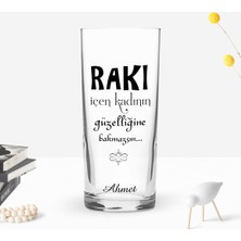 BK Gift Kişiye Özel Renkli Baskılı Rakı Içen Kadının Tasarımlı Rakı Bardağı-1