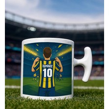 Bk Gift Kişiye Özel Sarı-Lacivert Forma Tasarımlı Hammer Kulplu Beyaz Kupa Bardak, Arkadaşa Hediye, Sevgiliye Hediye, Taraftar Hediyesi
