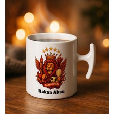 Bk Gift Kişiye Özel Isimli Sarı Kırmızı Taraftar Tasarımlı Hammer Kulplu Beyaz Kupa Bardak-6, Arkadaşa Hediye, Sevgiliye Hediye, Taraftar Hediyesi