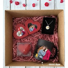 Bk Gift Kişiye Özel Kalp Puzzle Çerçeve & Sevgililer Günü Tasarımlı Kupa & Kalp Mum & Papatya Kolye Hediye Kutulu Set, Sevgiliye Hediye, Yıl Dönümü Hediyesi