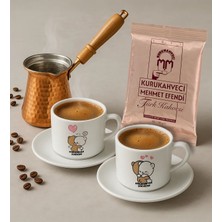 Bk Gift Karıcım-Kocacım Tasarımlı 2'li Türk Kahvesi Fincanı & Bakır Cezve & Türk Kahvesi Seti-6, Arkadaş Hediye, Sevgiliye Hediye