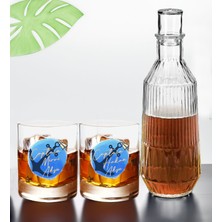 Bk Gift Kişiye Özel Isimli Dtf Kaptan Tasarımlı Ikili Viski Kadehi ve Karaf Seti-1, Arkadaşa Hediye, Sevgiliye Hediye
