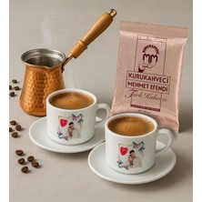 Bk Gift Kişiye Özel Fotoğraflı 2'li Türk Kahvesi Fincanı & Bakır Cezve & Türk Kahvesi Seti-2, Arkadaş Hediye, Sevgiliye Hediye