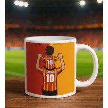 Bk Gift Kişiye Özel Baba&çocuk Sarı-Kırmızı Forma Tasarımlı Beyaz Kupa Bardak, Arkadaşa Hediye, Sevgiliye Hediye, Taraftar Hediyesi