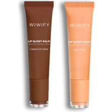 Wiwify Nude Glow Lip Duo, Cappuccino Glaze Balm + Peach Glaze Balm | Shea Butter, Squalane, Ceramide