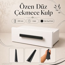 Badem10 Özen Düz Mat Siyah Metal Çekmece Kulp 224 mm Dolap Mobilya Kulpu 1 Adet Mobilya Aksesuarı
