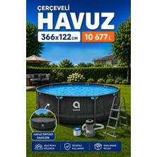 Hak-İş Oyuncak 366 x 122 cm Prefabrik Yuvarlak Havuz – Filtre Sistemi, Merdiven ve Havuz Kapama Örtüsü – 10.677 Litre