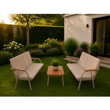 Dekoroom's VİENTO 2-2 BAHÇE BALKON MOBİLYASI,SEHPALI,CAPİ İSKELET,KUMAŞ RENGİ 04 CAPPUCCİNO EKOSELİ