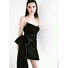 Laline Siyah Kadın Straplez Elbise 11027