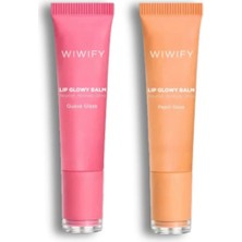 Wiwify Juicy Glow Lip Duo, Guava Glaze Balm + Peach Glaze Balm | Shea Butter, Squalane, Ceramide