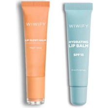 Wiwify Glow & Protect Lip Duo, Hydrating Lip Balm + Peach Glaze Balm | Spf 15, Squalane, Ceramide