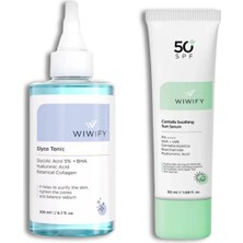 Wiwify Gözenek ve Yatıştırma Seti, Tonik + Güneş Koruyucu | Hyaluronic Acid, Niacinamide, Aha+Bha