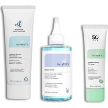 Wiwify Arındırıcı & Yatıştırıcı Bakım Seti, Nemlendirici + Tonik + Güneş Koruyucu |hyaluronic Acid