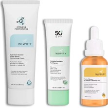 Wiwify Aydınlatıcı & Işıltı Veren Bakım Seti, Nemlendirici + C Vitamin + Güneş Koruyucu |hyaluronic Acid