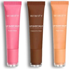 Wiwify Glowy Trio, Lip Glowy Balm Guava + Cappuccino + Peach Glaze |e Vitamin, Squalane, Ceramide