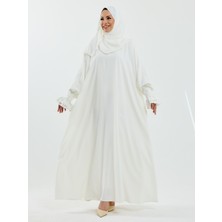 Kadeem Giyim Meryem Şal Hediyeli Dubai Abaya Beyaz - 1016