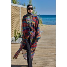 Remsa Mayo Remsa Tesettür Mayo Üzerine Tek Kaftan Kimono Pareo SIYAH03 RP022 Puket