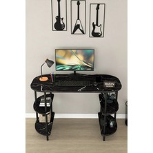 Barin Design 120 cm Çalışma Masası Bilgisayar Masası 2 Raflı Kitaplık Ofis Ders Masası Ahşap Metal Ayaklı