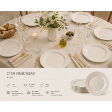 Bonnami 6 Adet Banquet Düz Tabak 27 cm Porselen Yemek Tabağı Servis Tabağı Büyük Boy Çeyiz Set