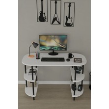 Barin Design 120 cm Çalışma Masası Bilgisayar Masası 2 Raflı Kitaplık Ofis Ders Masası Ahşap Metal Ayaklı