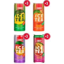 Züber Ice Tea Soğuk Çay Deneme Paketi 250ML x 12 Adet (Limon, Şeftali, Tropik, Mango&greyfurt)