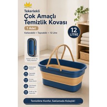 Missclean 12 Litre Tekerlekli Çok Amaçlı Temizlik Kovası Katlanabilir Yedek Özellikli Ergonomik Tasarım