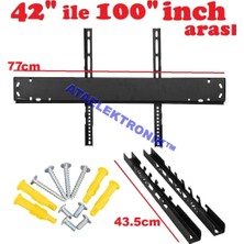 Ata Elektronik 70'' Inç 177 Ekran 75'' Inch 190 Ekran 77'' Inç 195 Ekran 80'' Inç - 203 Ekran 85'' 215 Ekran 90'' 100'' Inch Sabit Askı Aparatı +  Vida + Dübel VT100
