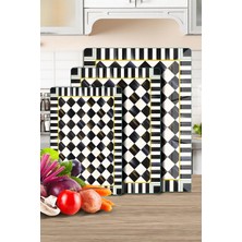 Decovetro 3'lü Cam Kesme Tahtası ve Sunumluk Mackenzie Desenli 20 x 30, 25 x 35 ve 30 x 40 cm