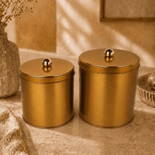 Sarkap Home Ikili Topuz Kulplu Saklama Kabı Seti - Gold