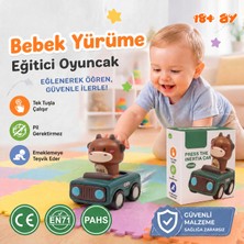 Babi Zoo Bas Git Hayvan Araba | 18M+ Eğitici Bebek Oyuncağı | Döner Başlıklı Pilsiz Ataletli Araba | EN71 Belgeli Abs