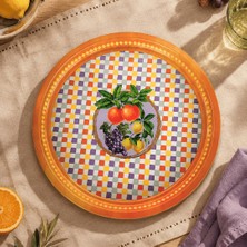 Sarkap Home 34 cm Lemon Design Turuncu Tepsi