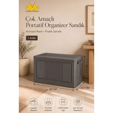 Missclean Çok Amaçlı Portatif Antrasit Renk Organizer Sandık Plastik 54x32x32 cm Modern Tasarım