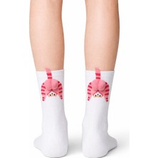 Carnaval Socks Pembe Kedi Desenli Ponpon Detaylı Unisex Soket Çorap