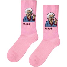 Carnaval Socks Grandma Mood Desenli Pembe Tenis Çorap